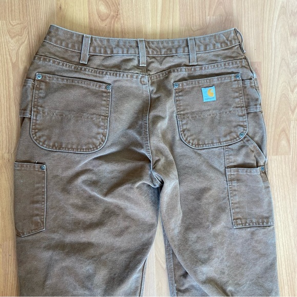 Carhartt Women’s Double Knee Naturally Distressed Brown Pants Size 14x34 - Picture 4 of 8